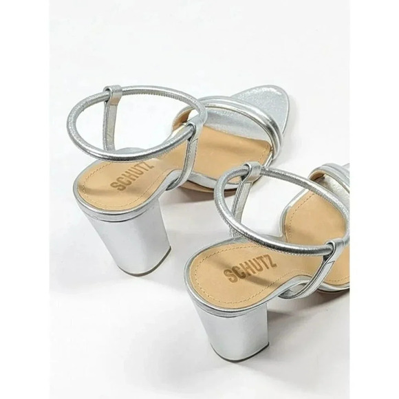 Schutz Women's Pincesa Silver Metallic High-Heel Sandals Size 6.5 B (MSRP $170) - Picture 7 of 12